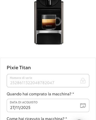 Nespresso pixie titan in garanzia 