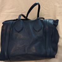 borsa da spalla in pelle blu tipo cèline
