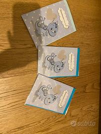 Set tre biglietti auguri nascita