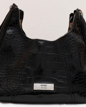 Borsa GUESS vintage nera effetto coccodrillo
