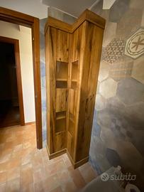 armadietto angolare in rovere vecchio con vetro