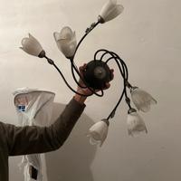 Lampadario in ferro battuto