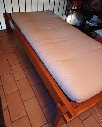 letto natura in quercia massicia e futon