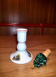 SET: CANDELIERE IN PORCELLANA FINE + TAPPO