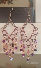 orecchini bronzati e vetro