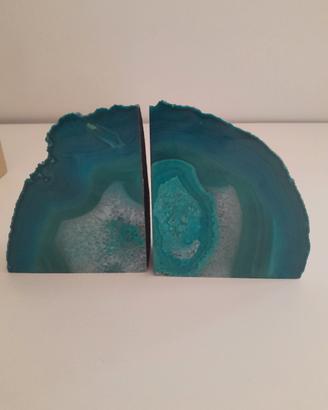 Reggilibri in geode di agata 