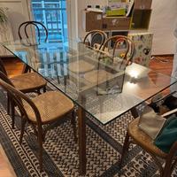 Tavolo vetro e legno