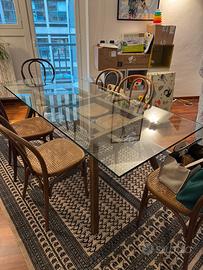 Tavolo vetro e legno