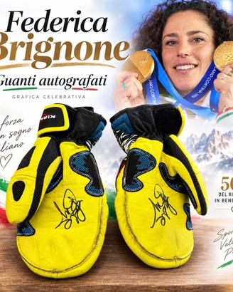 guanti sci   gara Federica Brignone autografati