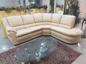 SALOTTO IN VERA PELLE ANGOLARE E POLTRONA RELAX