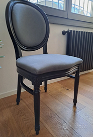 Coppia Sedie Medaglione Stile Luigi XVI Legno Nero