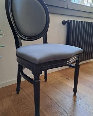 Coppia Sedie Medaglione Stile Luigi XVI Legno Nero