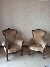 Rara Coppia Poltrone Originali Metà '800
