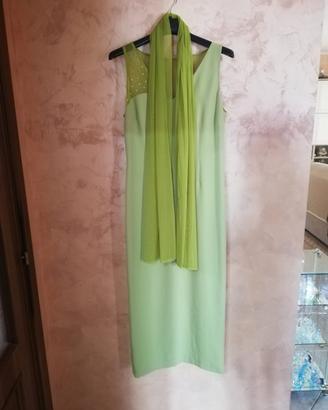 Vestito da cerimonia vintage con spalle in tulle 