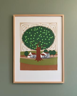 Serigrafia originale anni 70 sogg. Albero