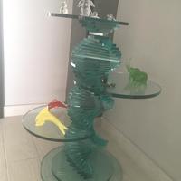 Tavolino a piani in vetro piombato