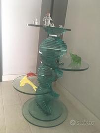 Tavolino a piani in vetro piombato