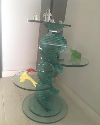 Tavolino a piani in vetro piombato