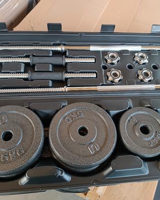 Set manubri regolabili + bilanciere con dischi 