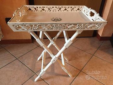 Elegante vassoio vintage con cavalletto - laccato
