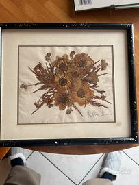 Cornice in legno composizione fioti secchi