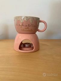 Tazza e portacandele rosa con messaggio