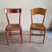 2 sedie in legno rustiche e impagliate