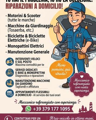 meccanico scooter motorini giardin monopattin bici