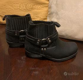 Stivaletti neri in pelle da moto n. 38 come nuovi