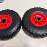 Coppia ruote piene nuove per carrello e carriole