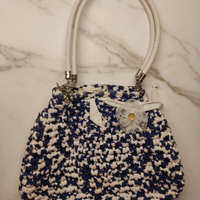 Borsa donna in fettuccia bianca e blu