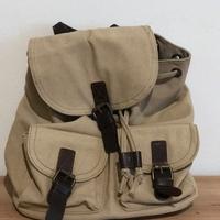 Zainetto Vintage Tela Beige Sabbia Ecopelle