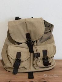 Zainetto Vintage Tela Beige Sabbia Ecopelle