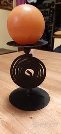 portacandela Candelabro Ferro Nero con candela 