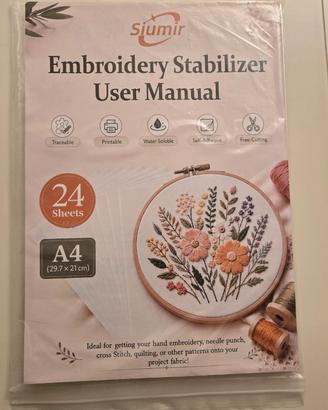 24 Fogli Stabilizzatore per Ricamo Idrosolubile A4