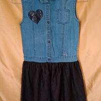 vestito bambina Guess in jeans blu nero ltulle