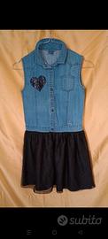 vestito bambina Guess in jeans blu nero ltulle
