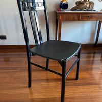 sedie in legno laccato nero  seduta cuoio