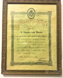 Pergamena decorazione guerra italo - turca