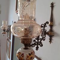 Applique vintage bronzo, vetro e ceramica anni '50