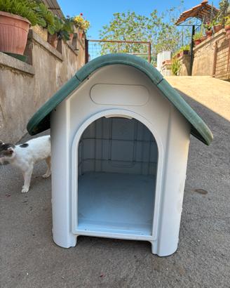 Cuccia Cane/Gatto in resina- bianco/verde-75x50x66