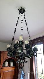 Lampadario ferro battuto