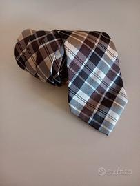 Cravatta Altea Milano 100% seta, marrone tartan