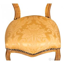 4 sedie classiche in legno, seduta color oro