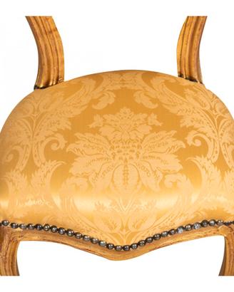 4 sedie classiche in legno, seduta color oro