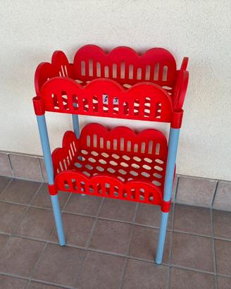 Piccolo scaffale in plastica con due cestini