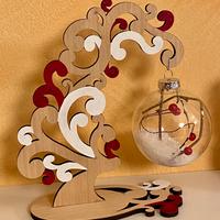 Alberelli di natale h 20 cm legno decorato a mano