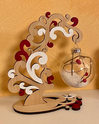 Alberelli di natale h 20 cm legno decorato a mano