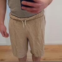 Pantaloncini corti beige di lino e viscosa TG L