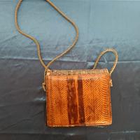Borsa vintage pelle effetto intrecciato a tracolla
